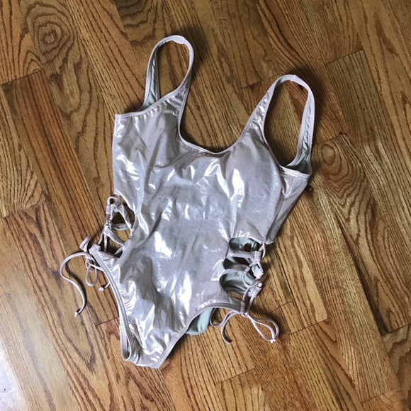 The Bikini Lab Metallic Cutout Swimsuit NWT - Picture 2 of 5